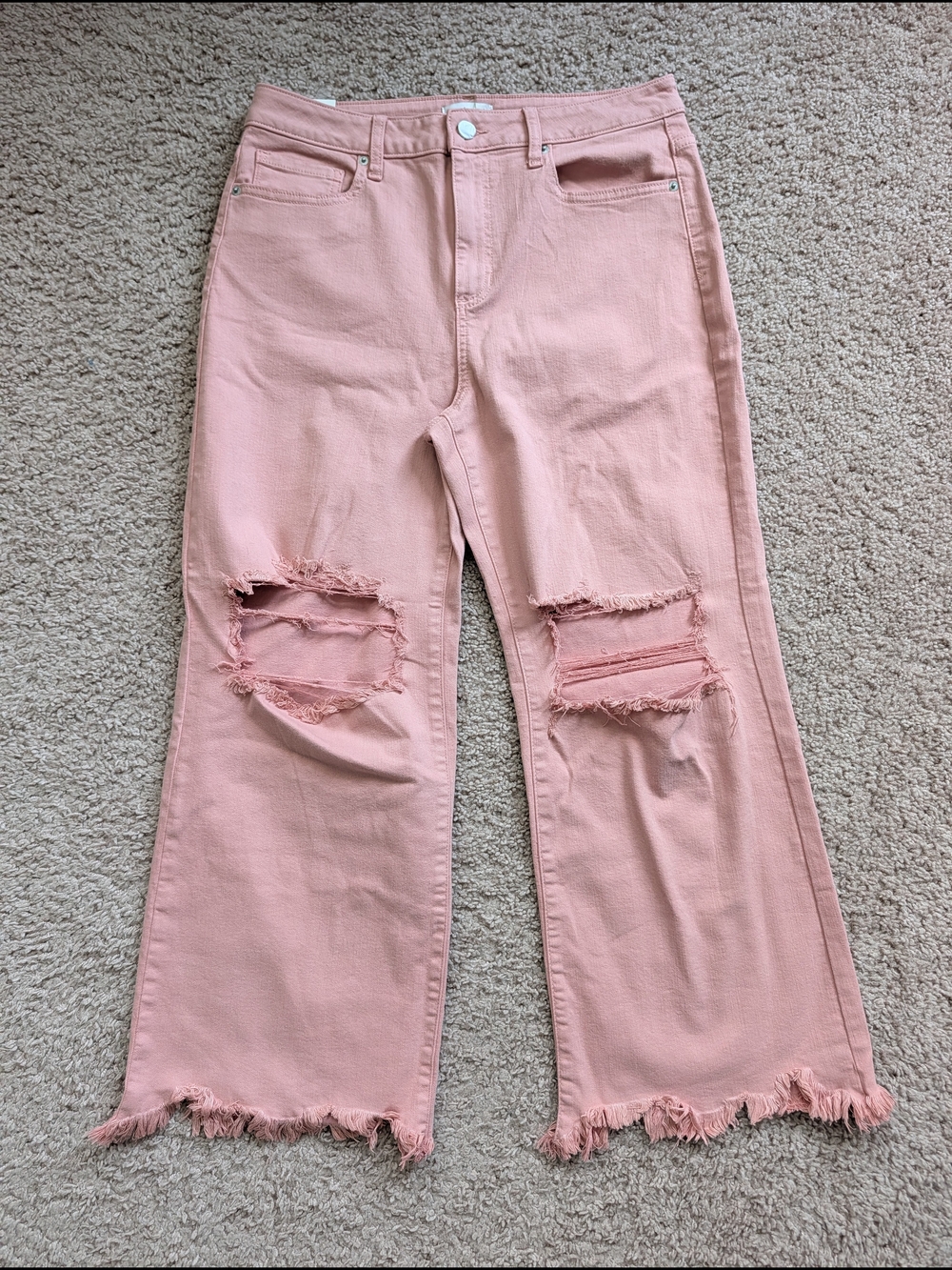 Sneak Peek Womens Dusty Pink Distressed High Rise Wide Leg Jeans NWT Size 30 - Picture 4 of 14